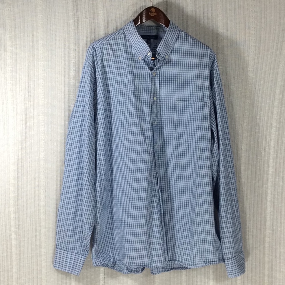 Tommy Hilfiger Blue &White Shirt-Tall- Neck 18.5